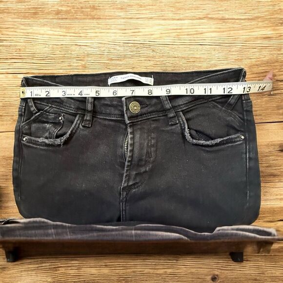 Zara Trafaluc Denimwear Black Distressed Stretch Skinny Jeans Size 4 - Picture 7 of 8